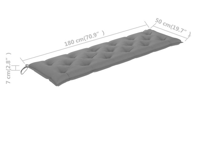 Prna a kerti padhoz, szrke, 180x50x7 cm, textil