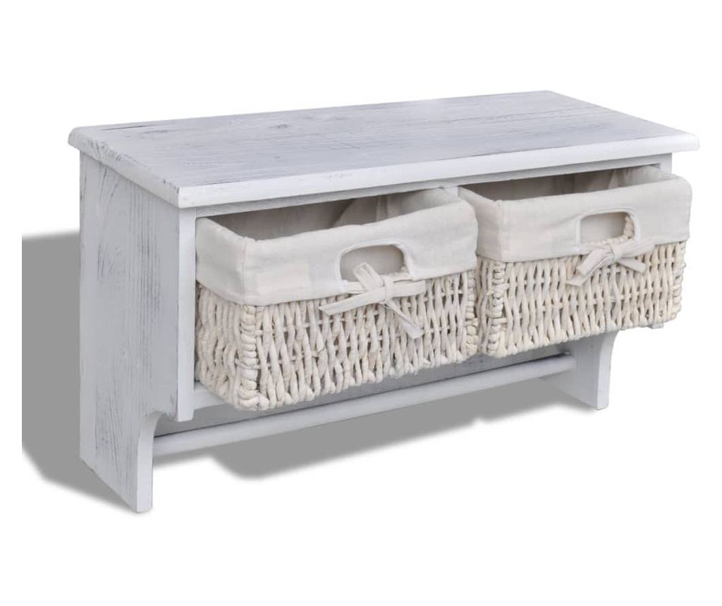 Raft de perete, alb, 60 x 23,5 x 33 cm, lemn de paulownia - 4