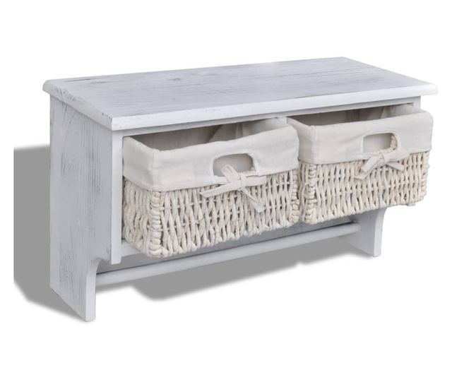 Zidna polica, bijela, 60 x 23,5 x 33 cm, drvo paulovnije