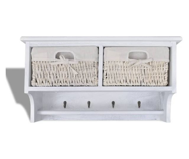 Zidna polica, bijela, 60 x 23,5 x 33 cm, drvo paulovnije