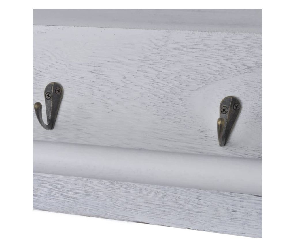 Raft de perete, alb, 60 x 23,5 x 33 cm, lemn de paulownia - 6