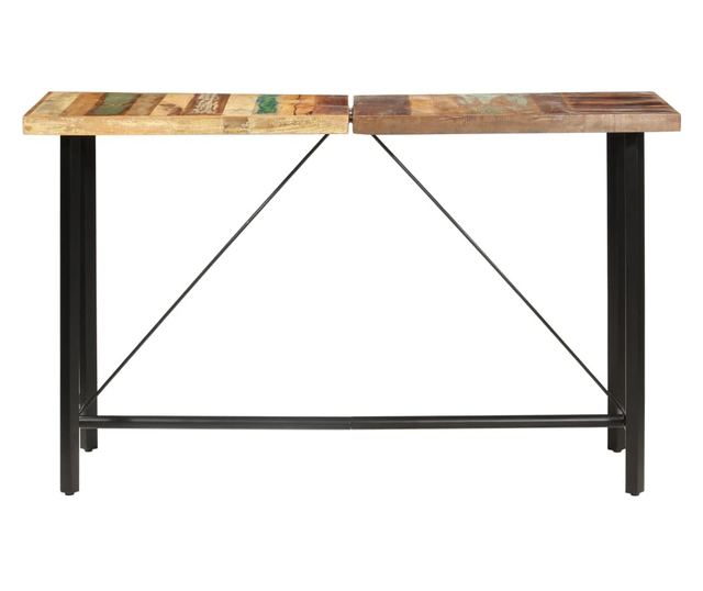 Мебели за бар комплект 7 части Рециклирано масивно дърво и естествена кожа