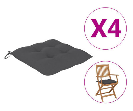 Възглавници за градински столове 4 бр антрацит 40x40x7 см плат