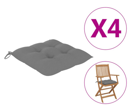 Възглавници за градински столове, 4 бр, сиви, 40x40x7 см, плат