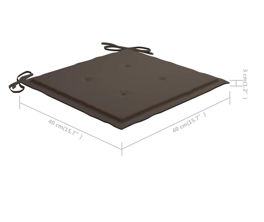 Градински възглавници за седалка, 4 бр., Таупе сиво, 40x40x3 см - 7