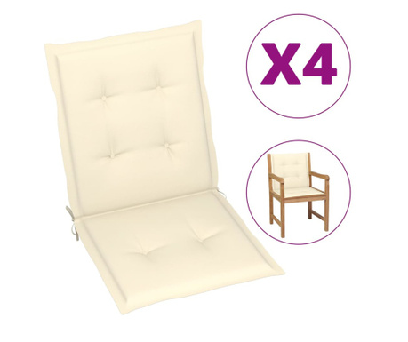 Perne scaun de grădină, 4 buc., crem, 100x50x3 cm