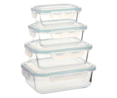 Стъклени кутии за съхранение на храна, 4 бр