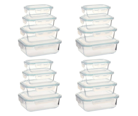 Стъклени кутии за съхранение на храна, 16 бр