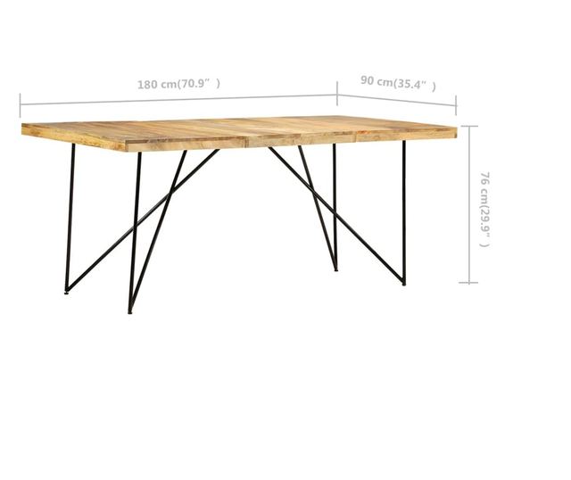Кухненска маса, 180 х 90 х 76 см, масивно мангово дърво