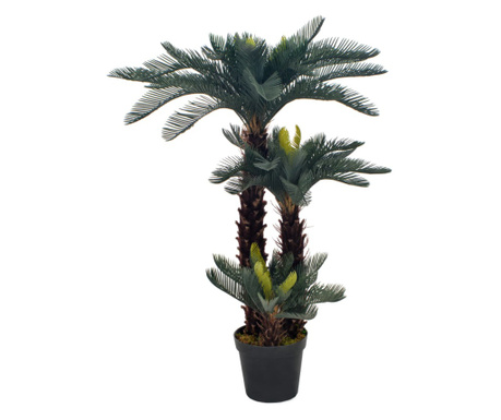 Изкуствено растение, сагова палма със саксия, зелена, 125 см