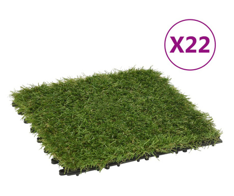 Sztuczna trawa w płytkach, 22 szt., zielona, 30x30 cm