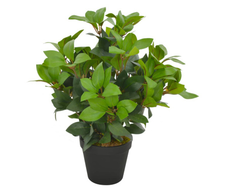 Изкуствено растение лаврово дърво със саксия, зелено, 40 см