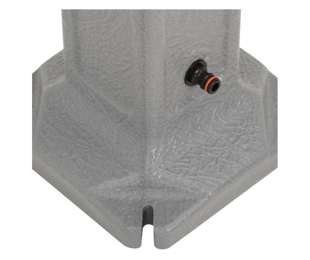 Градинска вана за дъждовна вода с кран, светло сив камък ефект - 5