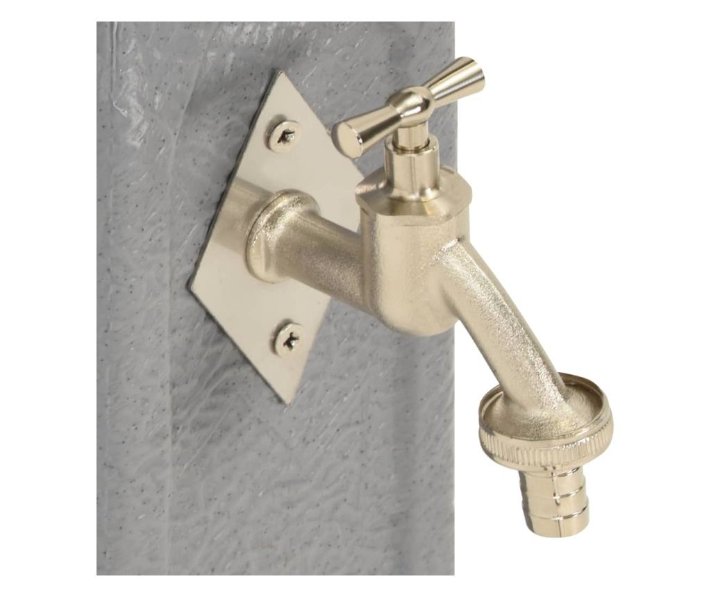 Градинска вана за дъждовна вода с кран, светло сив камък ефект - 6