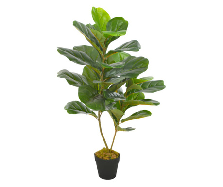 Изкуствено растение фикус лирата със саксия, зелено, 90 см