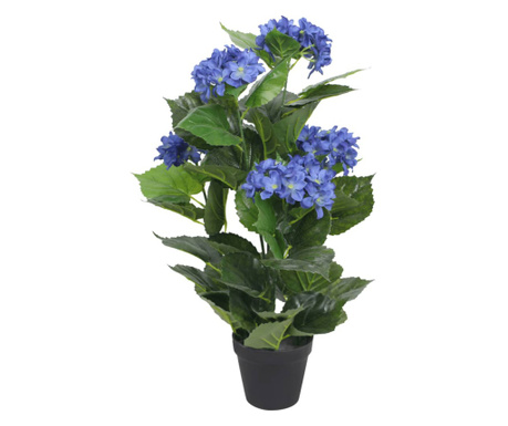 Umělá rostlina hortenzie s květináčem 60 cm modrá