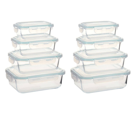 Стъклени кутии за съхранение на храна, 8 бр