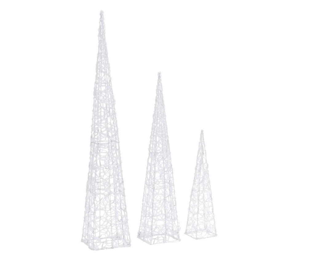 Set ukrasnih čunjeva s LED-ima, hladno bijela, 60/90/120 cm, akril - 6