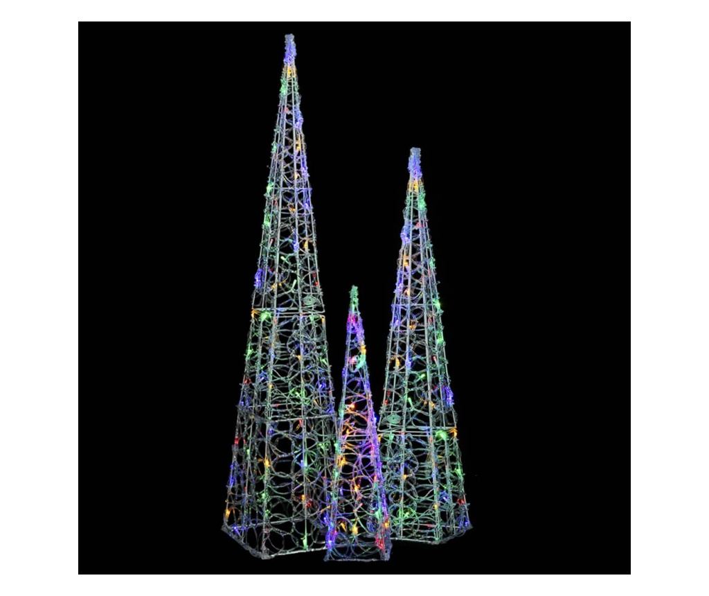 Ukrasni set čunjeva s LED-om u više boja 60/90/120 cm akril - 2