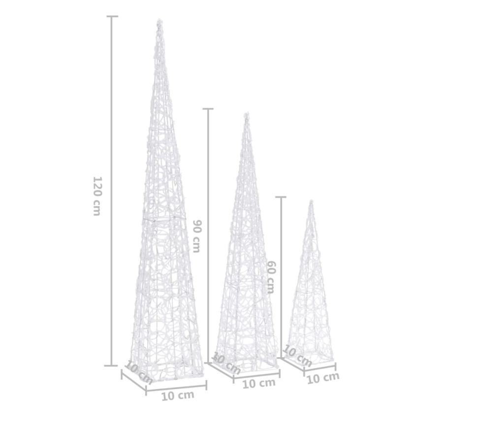 Ukrasni set čunjeva s LED-om u više boja 60/90/120 cm akril - 9
