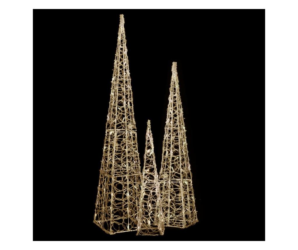 Set ukrasnih čunjeva s LED-ima, toplo bijelo, 60/90/120 cm, akril - 2