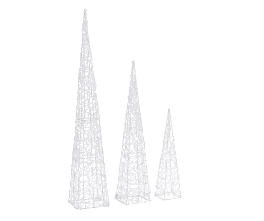 Set ukrasnih čunjeva s LED-ima, toplo bijelo, 60/90/120 cm, akril - 5