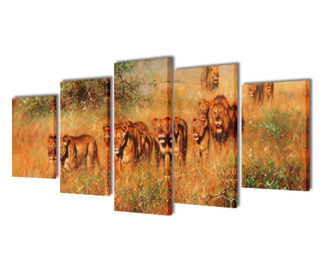 Nyomtatott vászon falikép szett oroszlánok 100 x 50 cm
