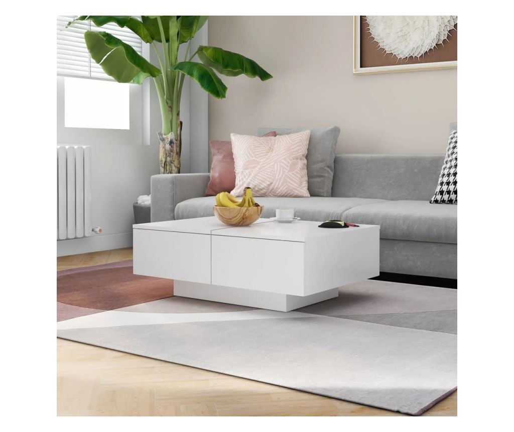 Klubska mizica bela 90x60x31 cm iverna plošča - 4