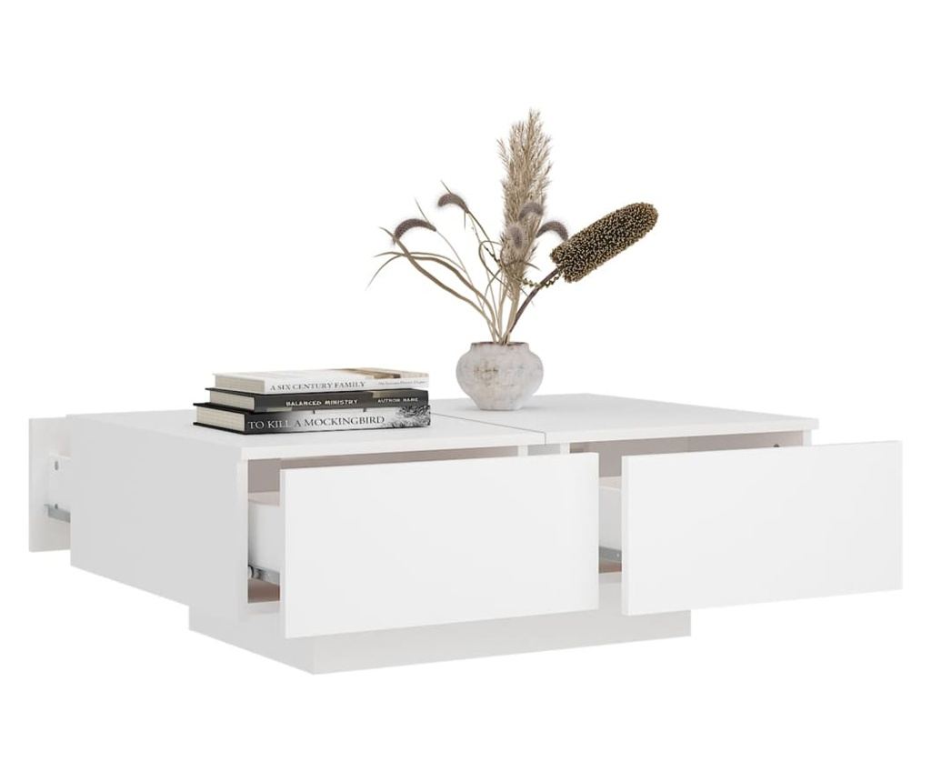 Klubska mizica bela 90x60x31 cm iverna plošča - 11
