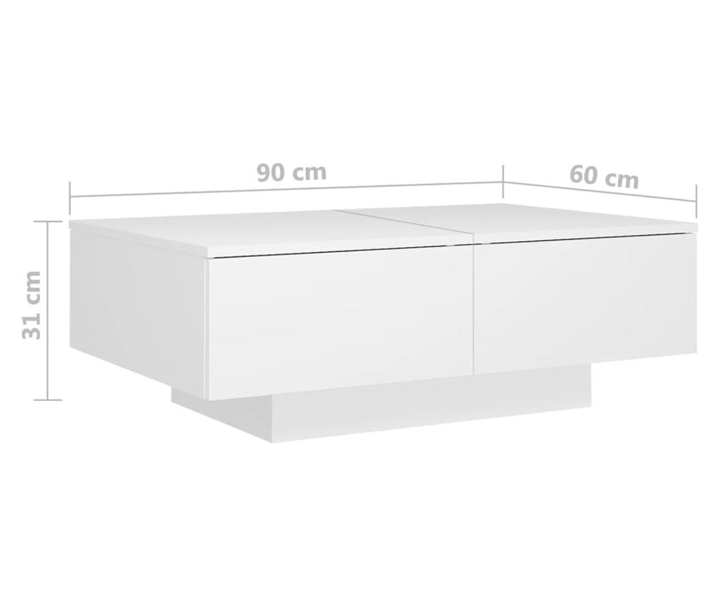 Klubska mizica bela 90x60x31 cm iverna plošča - 13