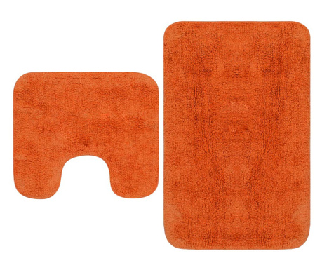 Комплект постелки за баня, 2 бр., текстилни, оранжеви
