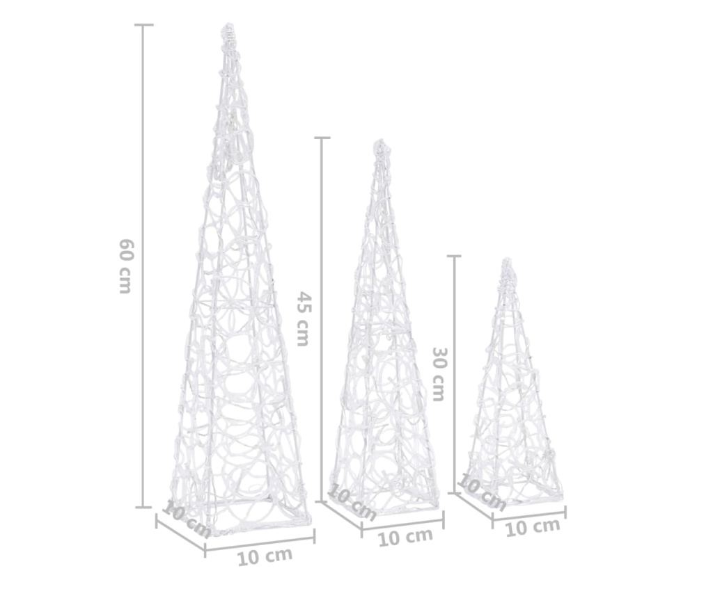 Set ukrasnih čunjeva s LED-ima u više boja 30/45/60 cm akril - 9