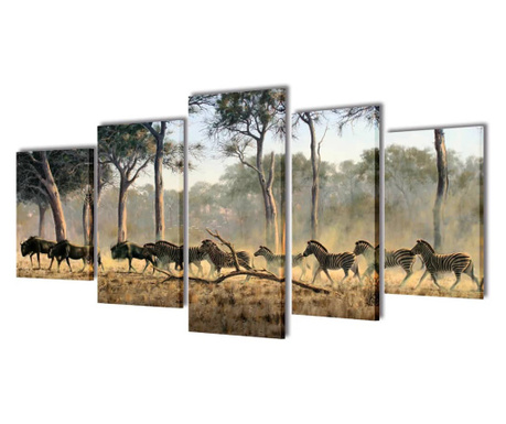 Nyomtatott vászon falikép szett zebrák 100 x 50 cm