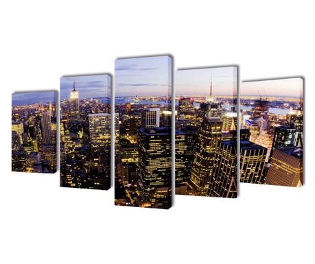 Zidne Slike na Platnu Set s Printom New York 200 x 100 cm 