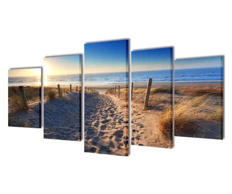 Vászon falikép szett homokos tengerpart 200 x 100 cm
