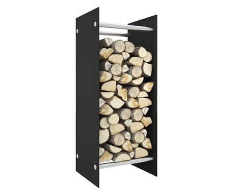 Μαύρη Ξυλοθήκη 40x35x100 cm από Επεξεργασμένο Γυαλί