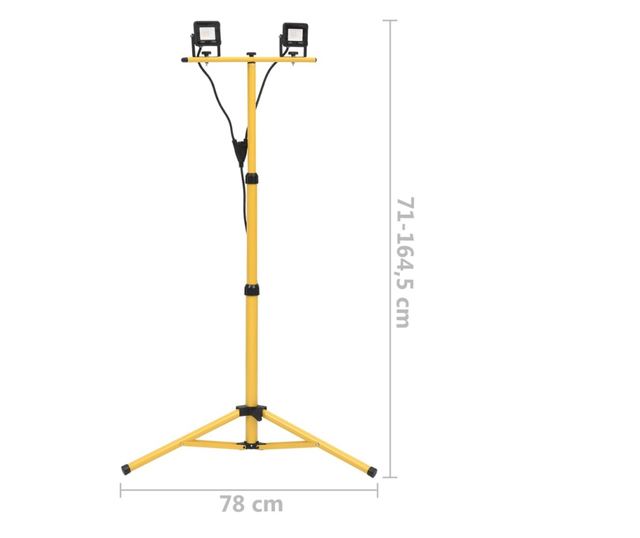 meleg fehér fényű háromlábú LED-es reflektor 2 x 10 W