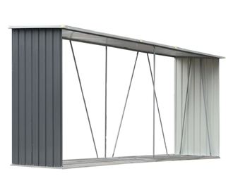 VidaXL Vrtna ostava za drva od pocinčanog čelika 330x84x152 cm siva