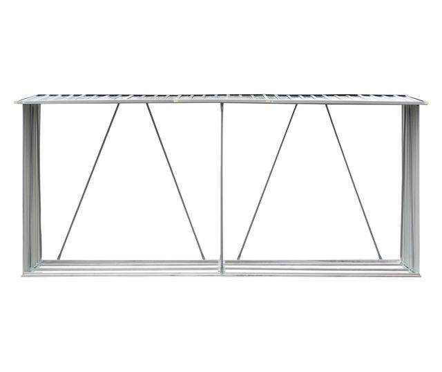 VidaXL Vrtna ostava za drva od pocinčanog čelika 330x84x152 cm siva