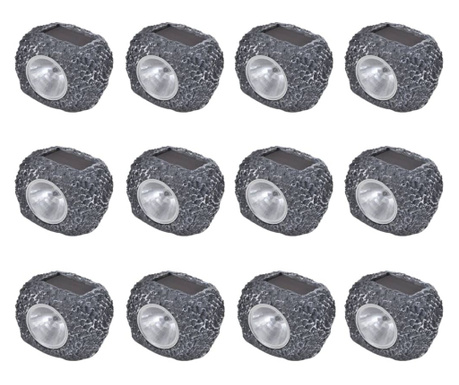Ηλιακό Φωτιστικό LED Σποτ Σχήμα Πέτρας 12 τμχ