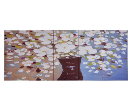 Set tablouri din panza, vas cu flori, multicolor, 150 x 60 cm