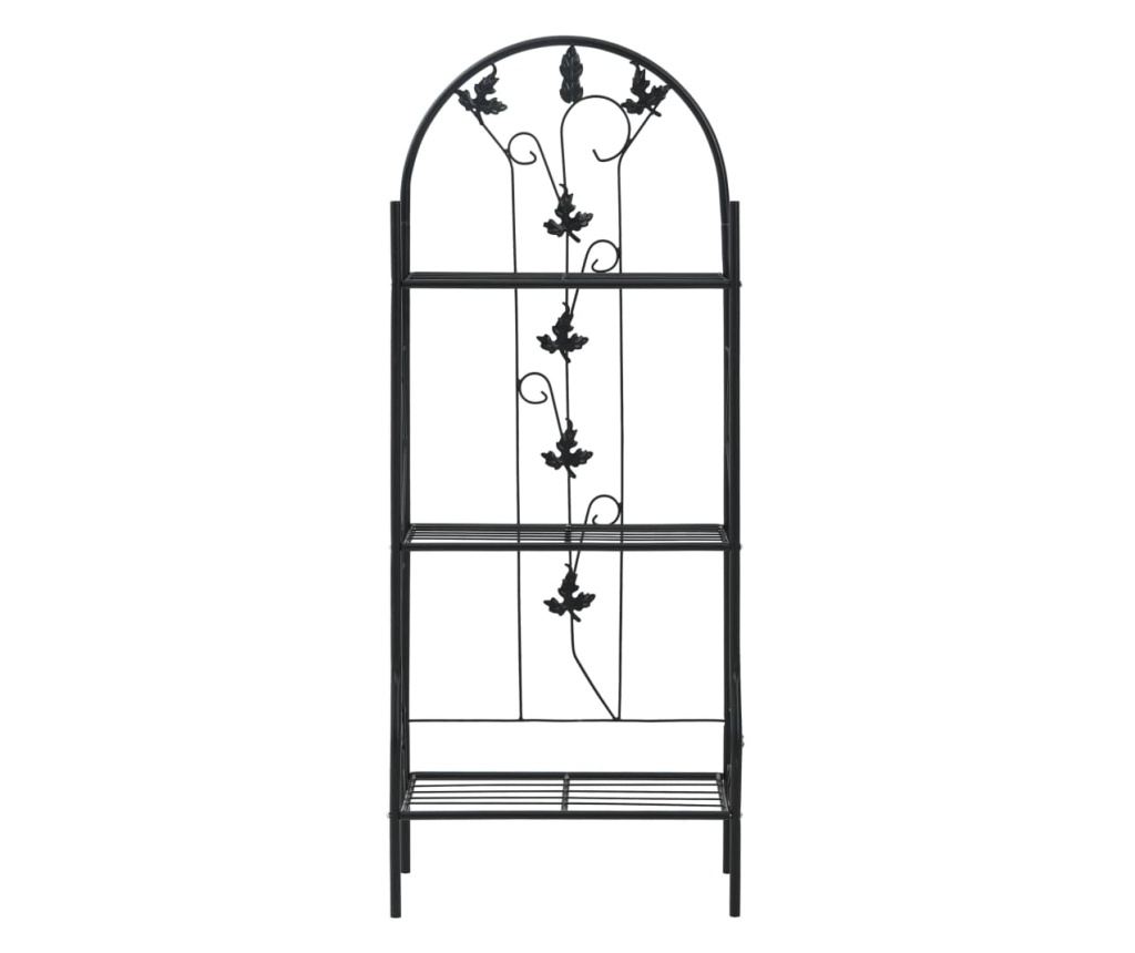 Stalak za biljke, 3 razine, crna, 52 x 28 x 128 cm, željezo - 2