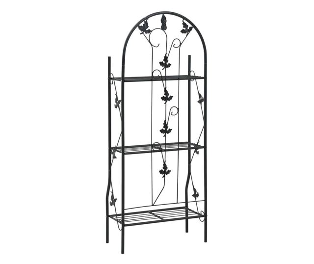Stalak za biljke s 3 razine crni 52 x 28 x 128 cm željezni