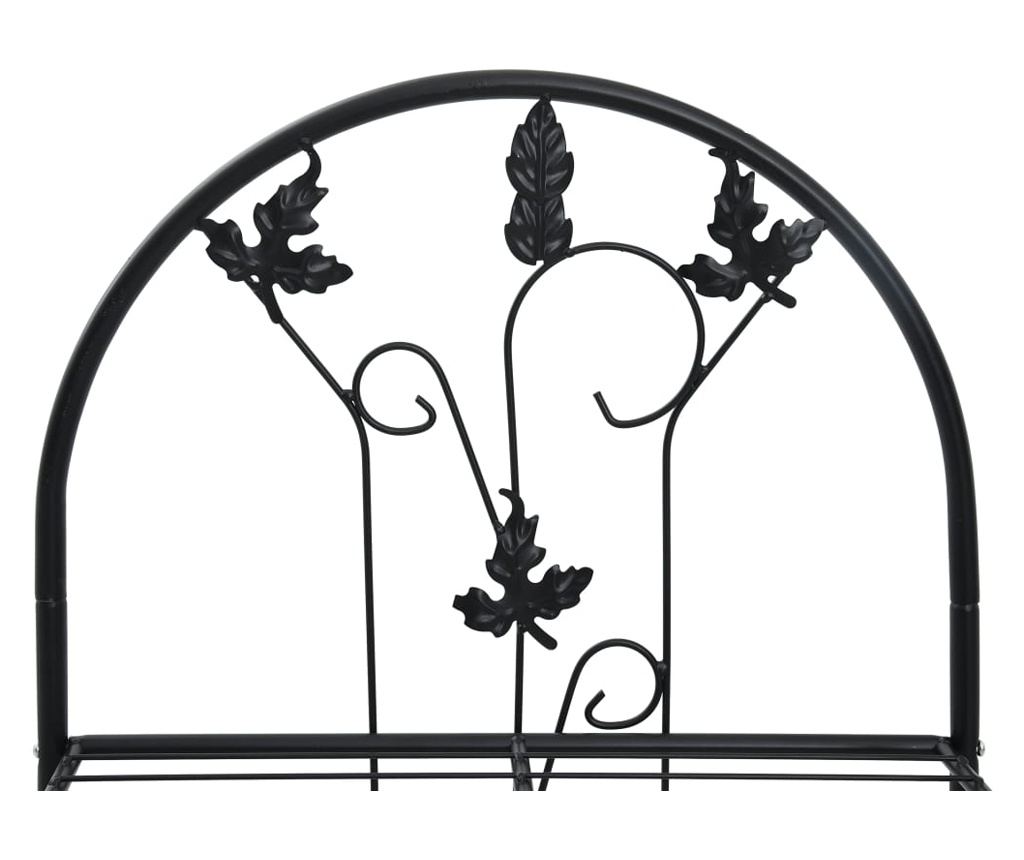 Stalak za biljke, 3 razine, crna, 52 x 28 x 128 cm, željezo - 5