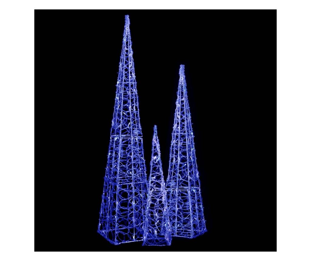 Ukrasni set čunjeva s LED svjetlima, plavi, 60/90/120 cm, akril - 2