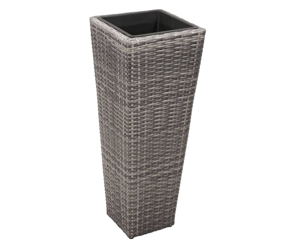 Zahradní vyvýšené záhony, 3 ks, šedá, polyratan - 3