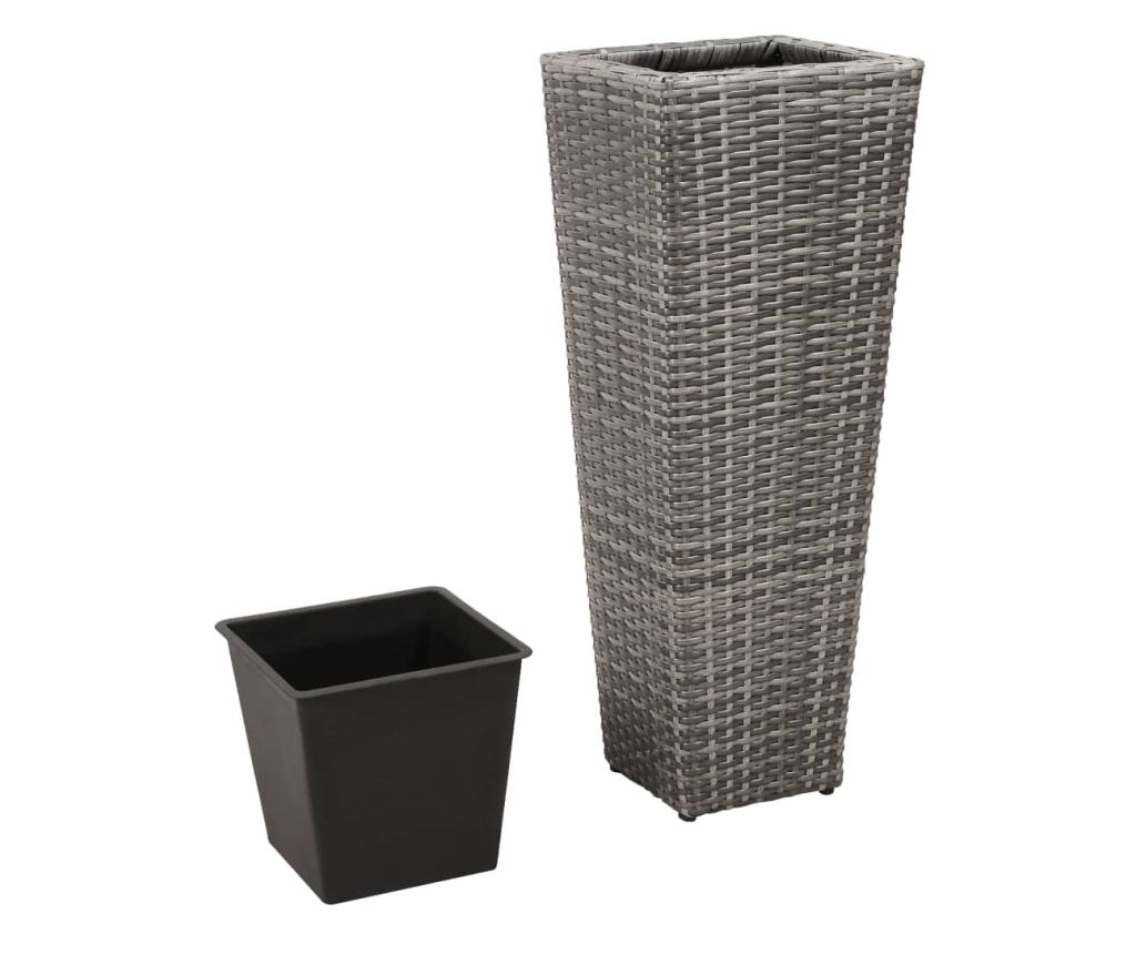 Zahradní vyvýšené záhony, 3 ks, šedá, polyratan - 4