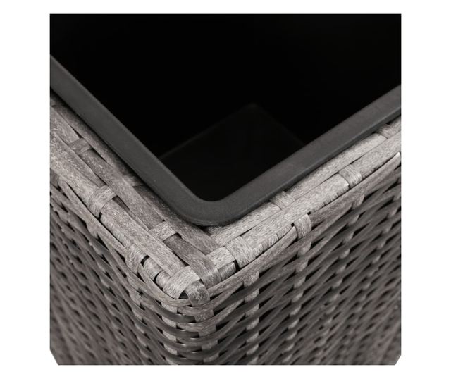 Повдигнати градински лехи, 3 бр., Сиви, Поли ратан