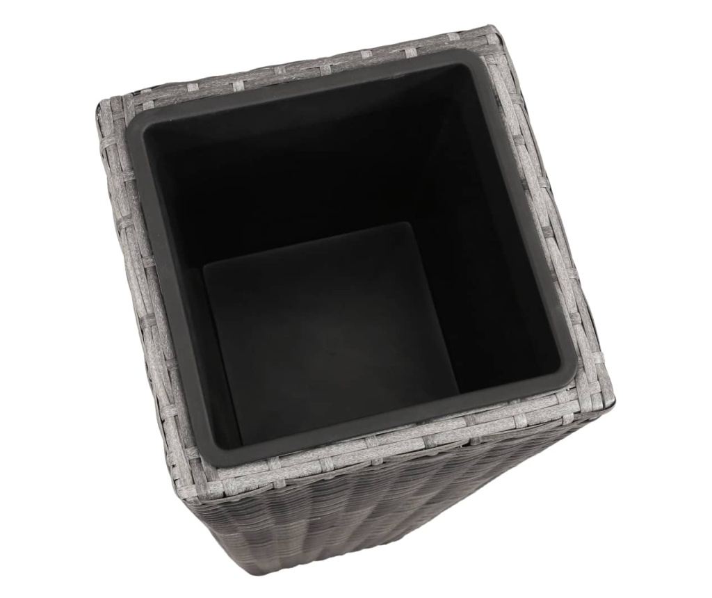 Zahradní vyvýšené záhony, 3 ks, šedá, polyratan - 7