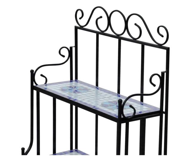 Stalak za cvijeće s policama od keramike s mozaikom, Plavo-Bijelo